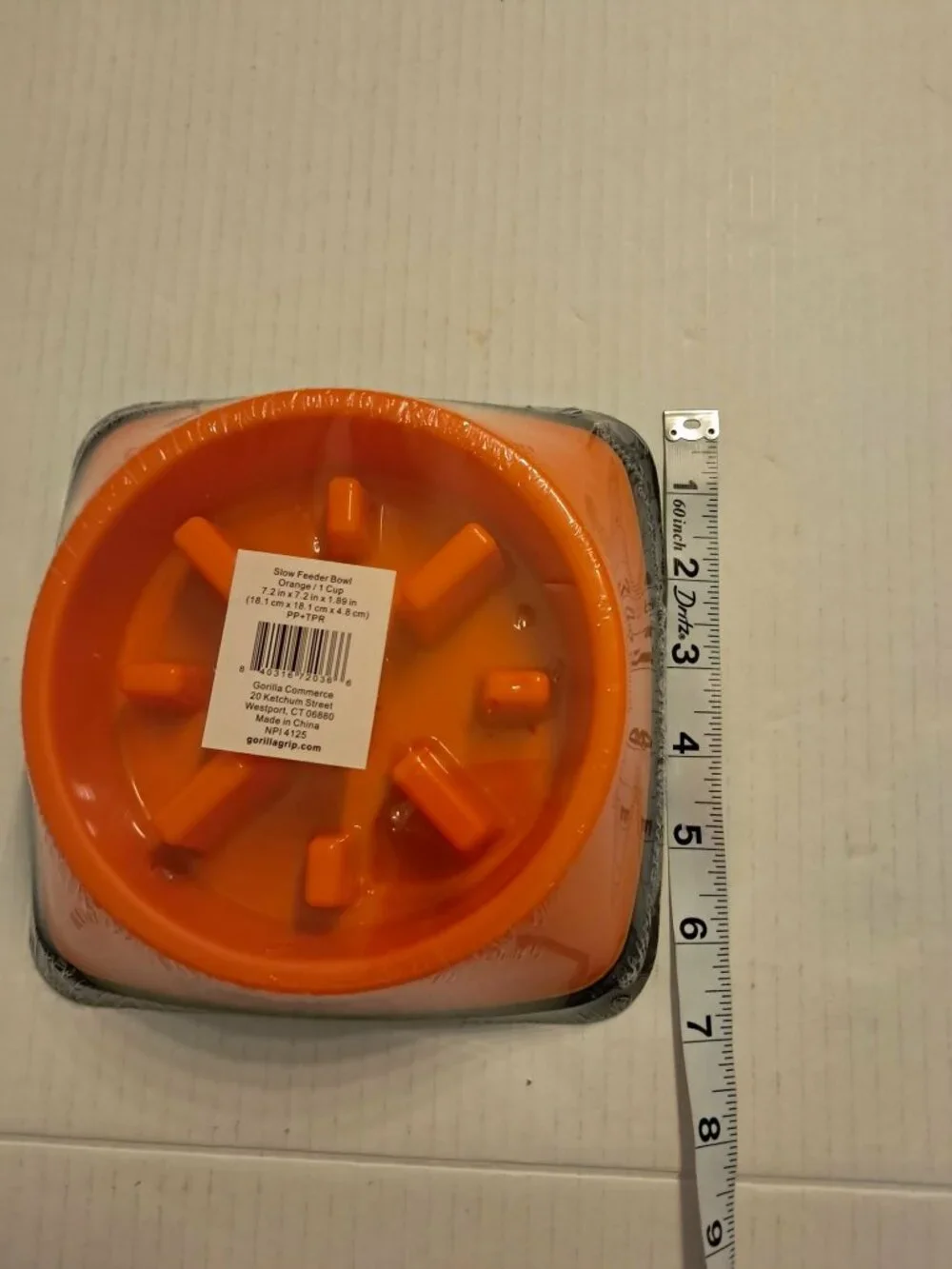 Gorilla Grip Orange Slow Feeder Pet Bowl 1 Cup Dog Bowl